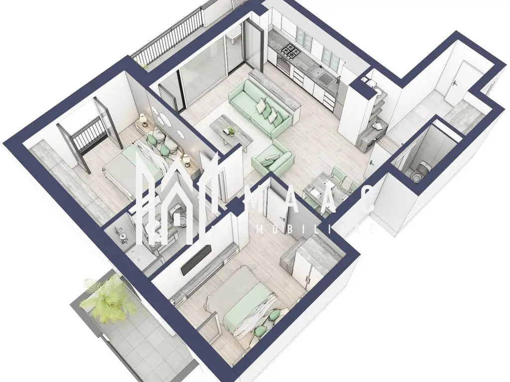 Apartament 3 camere | Balcoane 16.2 mp | Etaj 1 | Turnisor