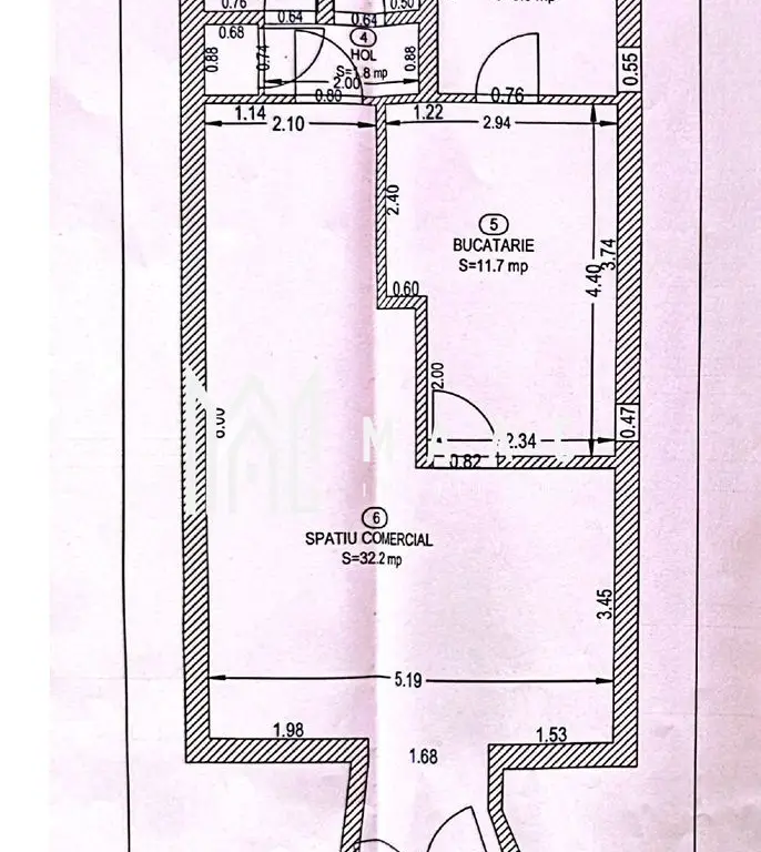 Spațiu comercial I 55 mp I Bucătărie I Gr. Sanitar I Central