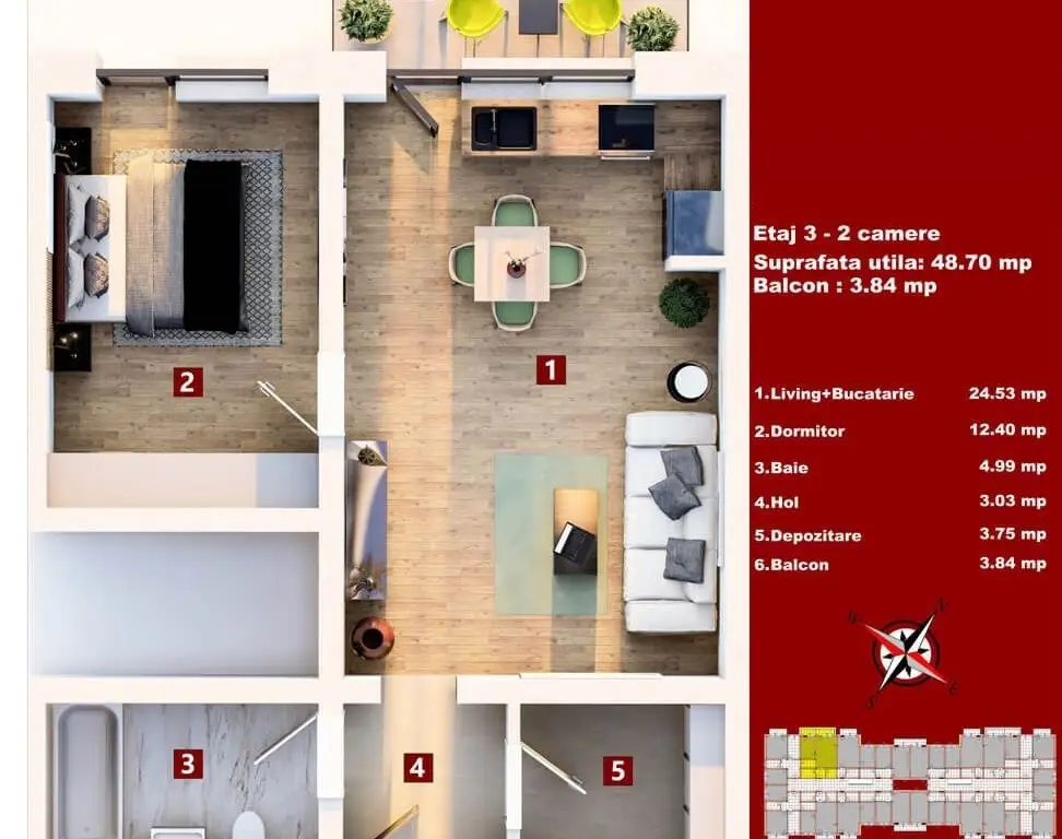 Apartament 2 camere nou nelocuit Subcetate Residence