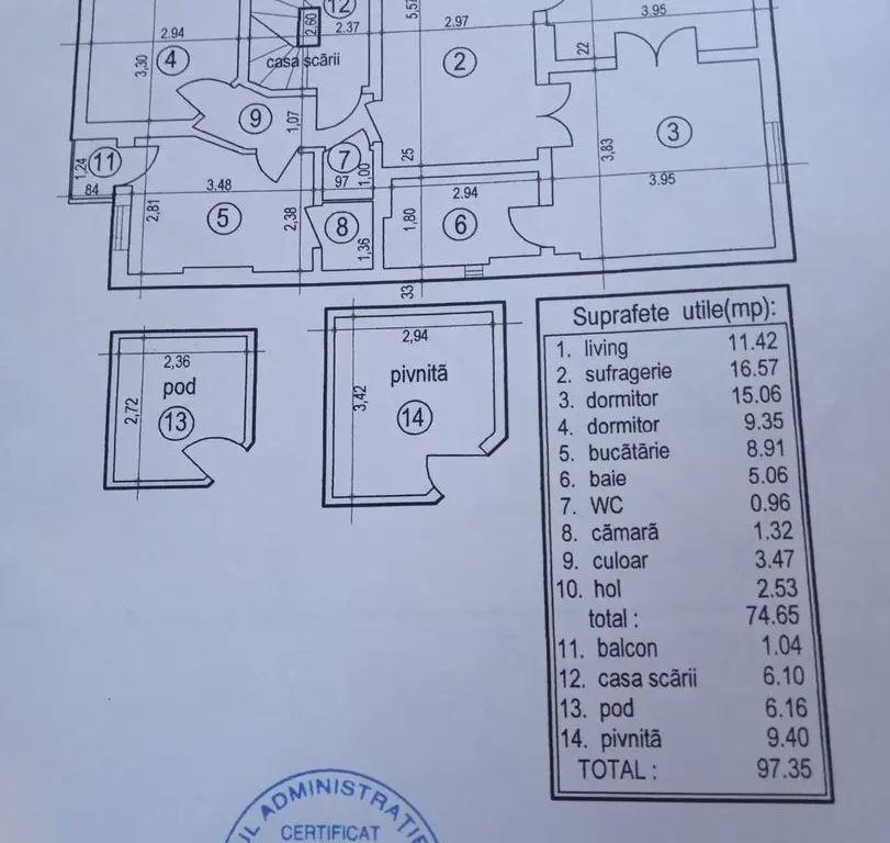 Vand apartament in vila