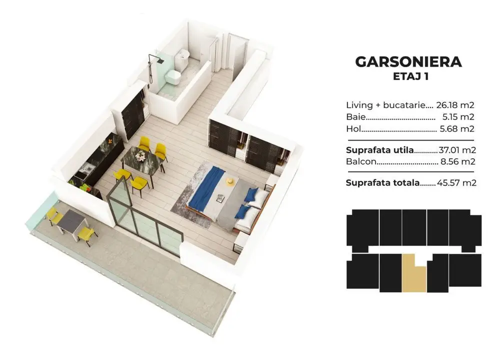 Studio spatios la cheie Sea Breeze Residence II Mamaia Nord