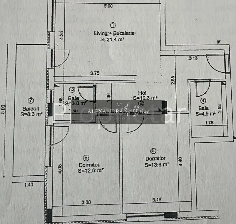 Apartament de vanzare 3 camere, 66 mp, 2 bai, balcon, 2 parcari