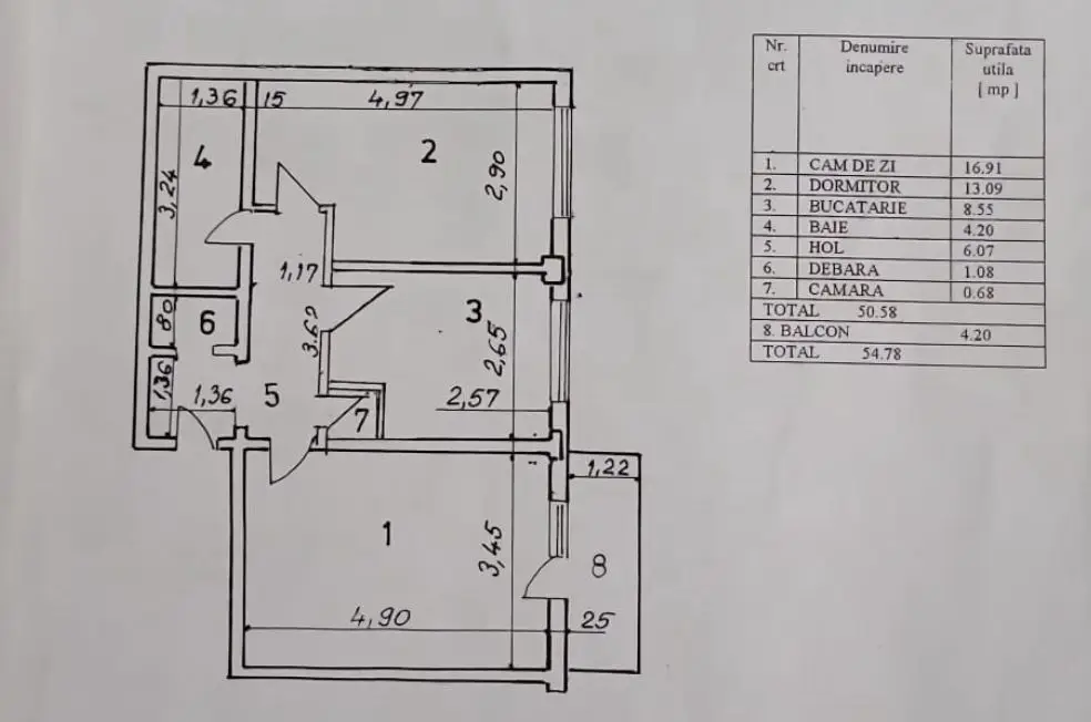 Apartament 2 camere, decomandat – Zona Centrală, bloc Lumina