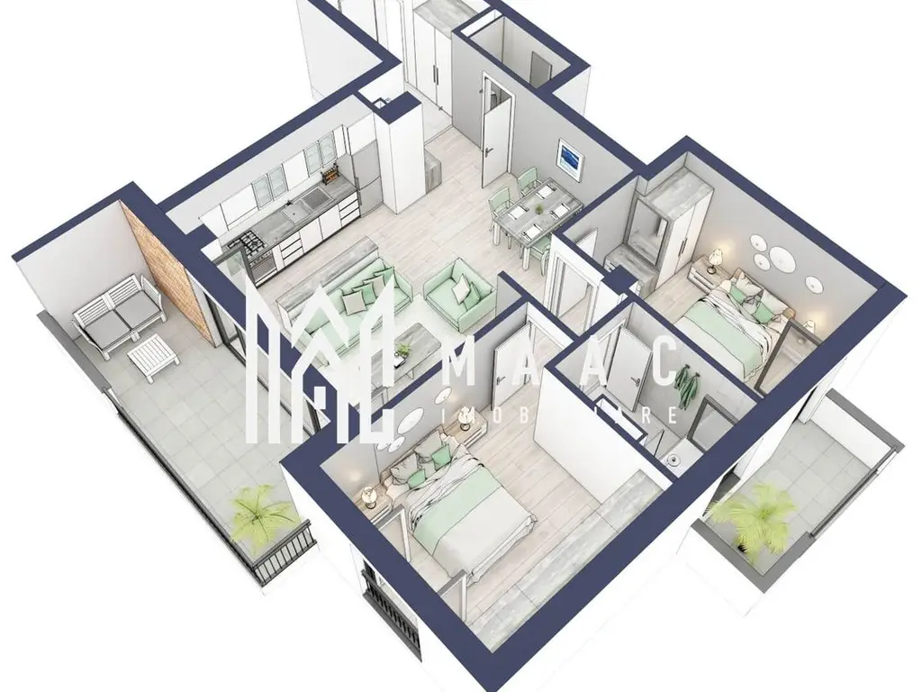 Apartament 3 camere | Balcoane 16.2 mp | Etaj 1 | Turnisor
