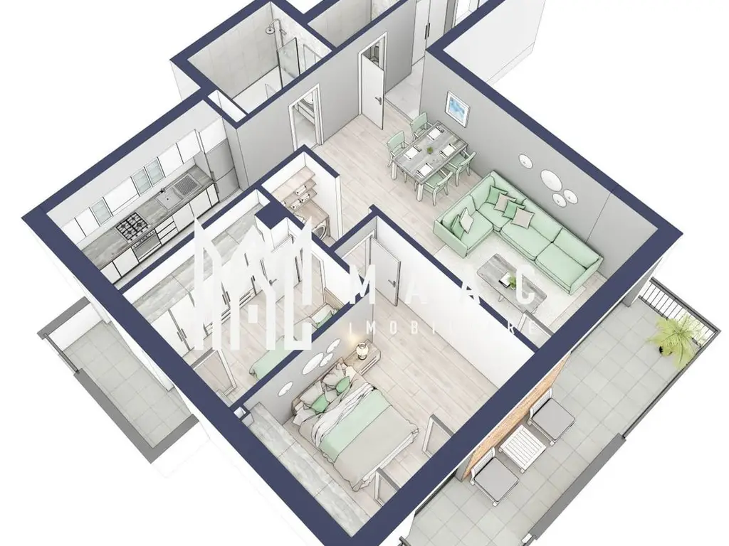 Apartament 3 camere | Balcoane 15.1 mp | Etaj 1 | Turnisor