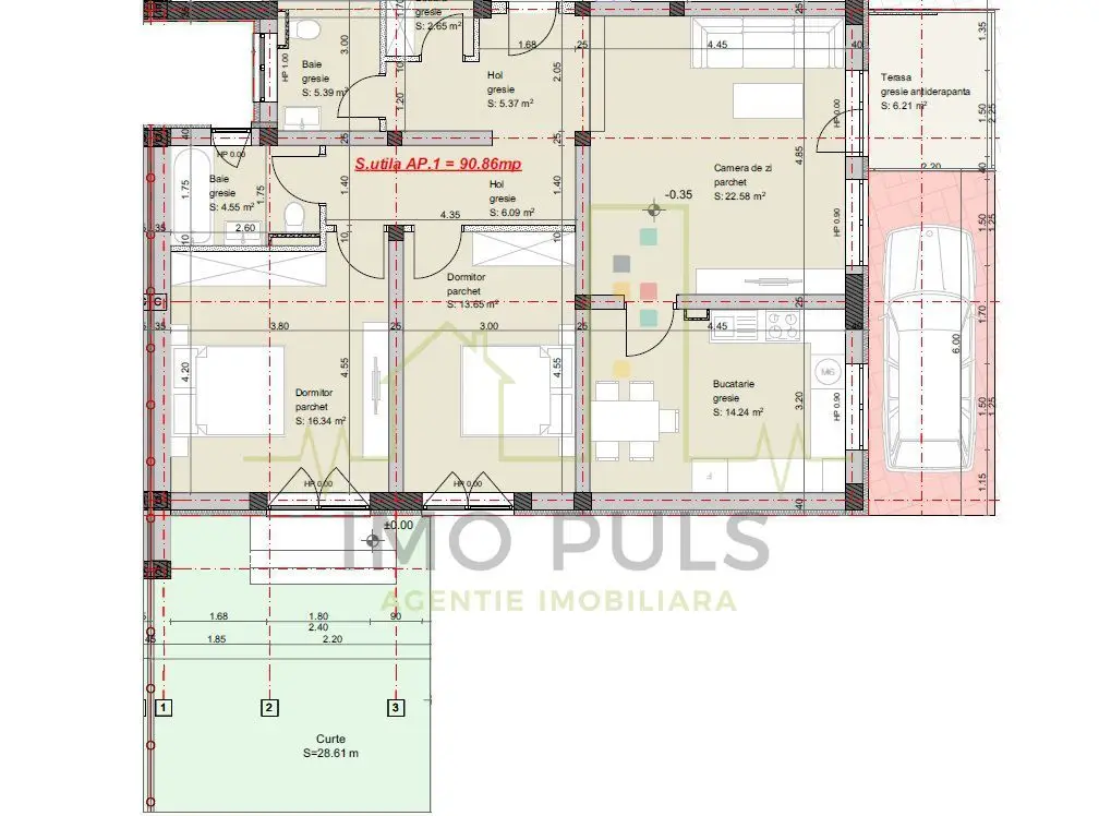 Gradina proprie. 2 Bai. Bloc nou 2023