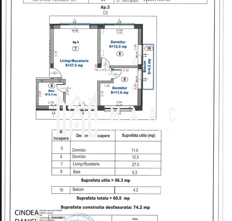 Apartament 3 camere | 56 MPU | Balcon | 2 Locuri de Parcare | Turnisor