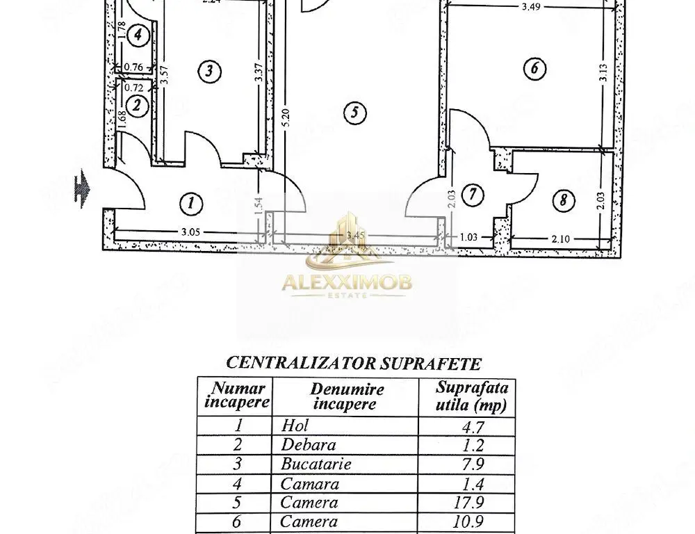 Apartament de Vanzare - 2 Camere - 54 mp - Brancoveanu