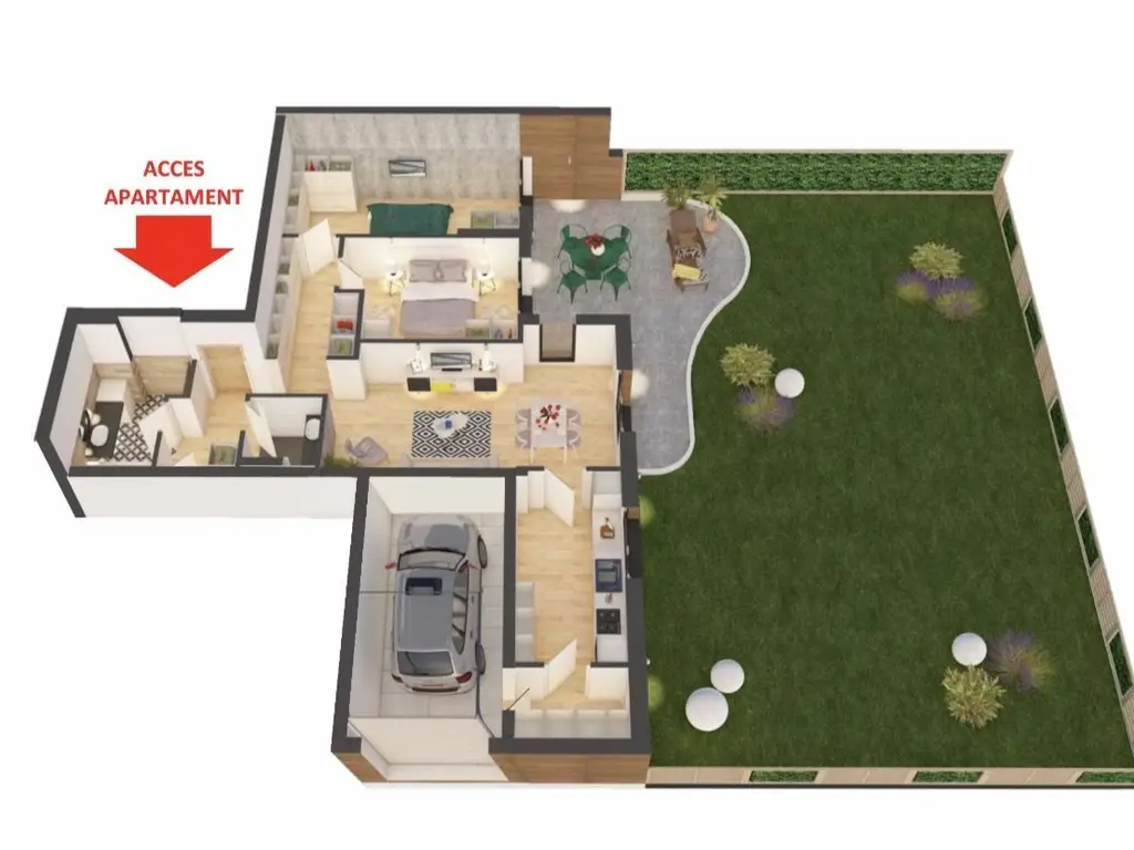 PROPRIETATE VANDUTA Apartament ARED spectaculos cu gradina si garaj