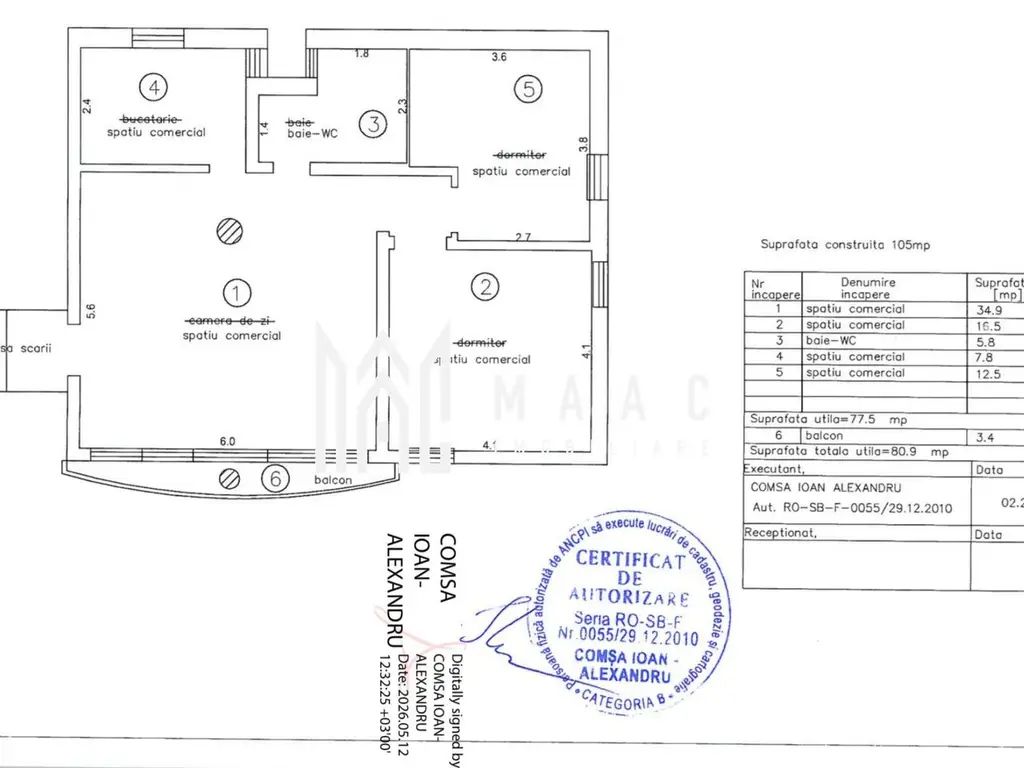 Spatiu comercial/ birouri | Etaj 1 | 80MP | Sub Arini