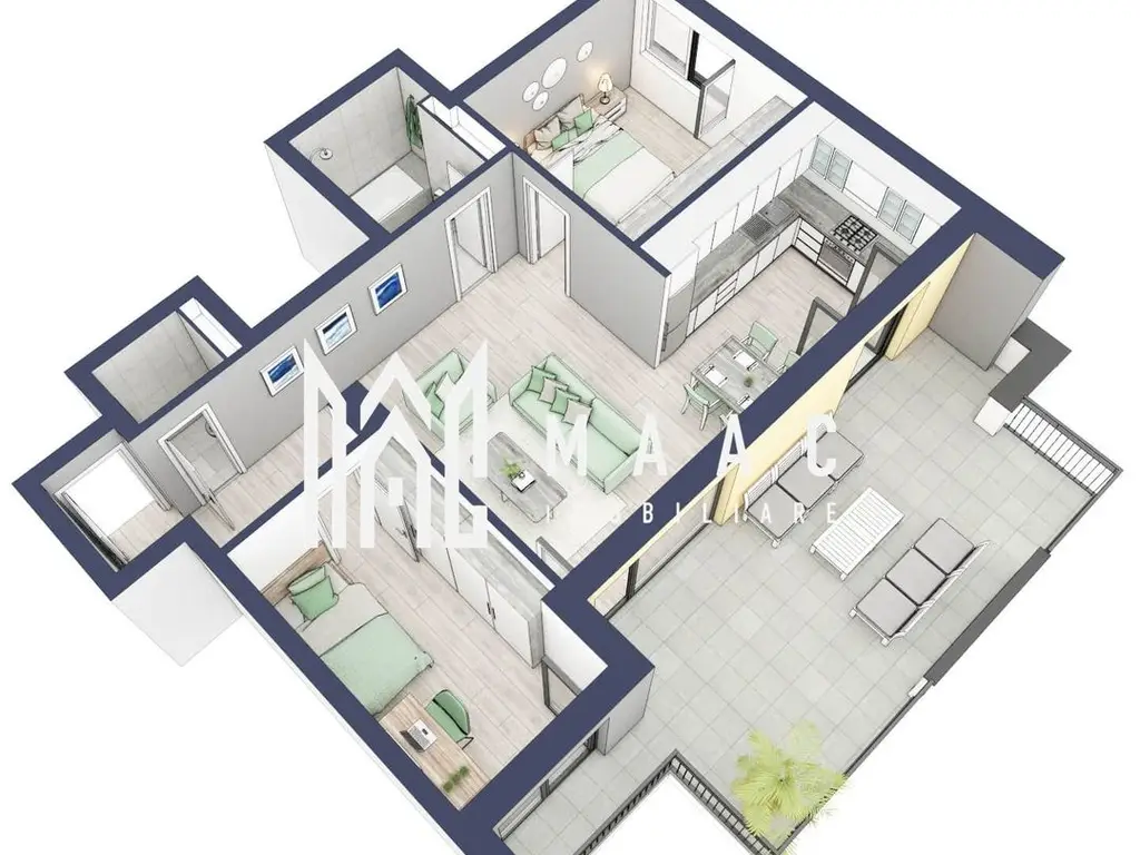 Apartament 3 camere | Balcon 27.3 mp | Etaj 3 | Turnisor