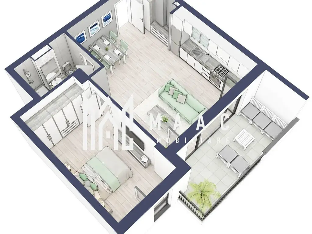Apartament 2 camere | Etaj 3 | Balcon 10.7 mp | Turnisor