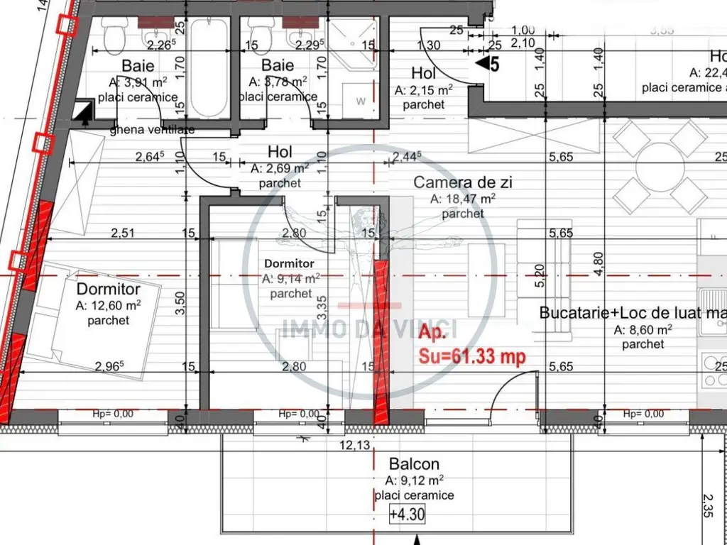 Apartament cu 3 camere, elegant și luminos – 62 mp + 10 mp balcon