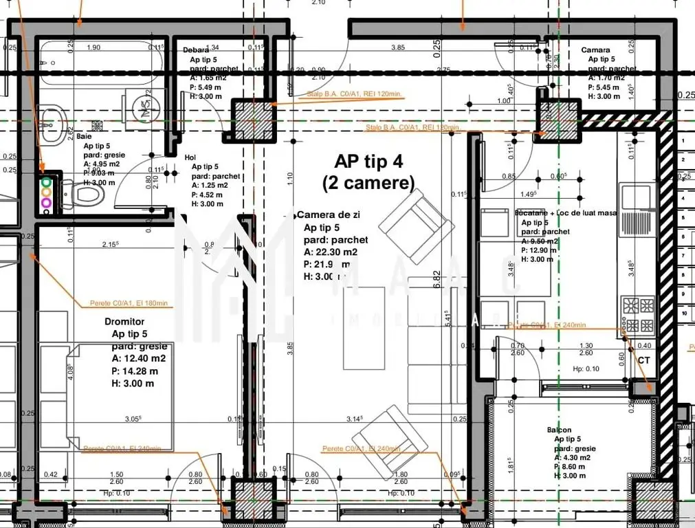Apartament | 2 camere | 66,45 MPU | 2 Balcoane | Veterani
