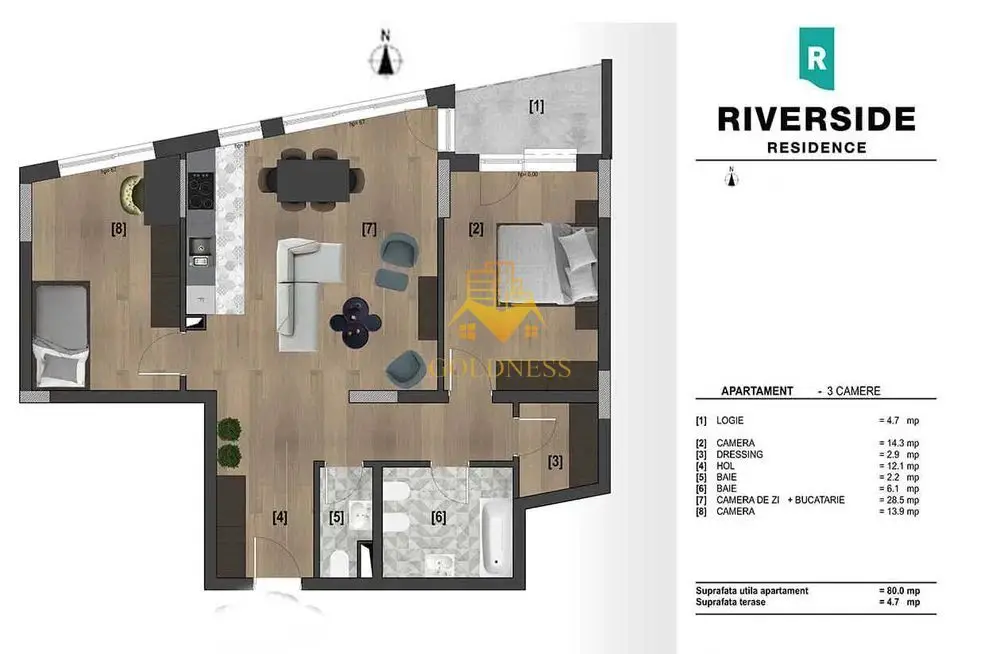 3 camere open space, Parcare,Zona Rivus Mall, Parc Armatura, Gara,Iris