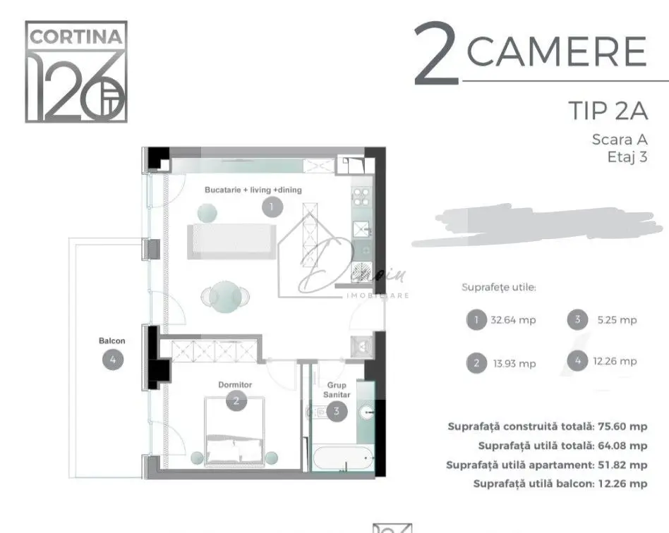 Apartament 2 camere Cortina 126 I Iancu Nicolae I Cambridge I COM 0%