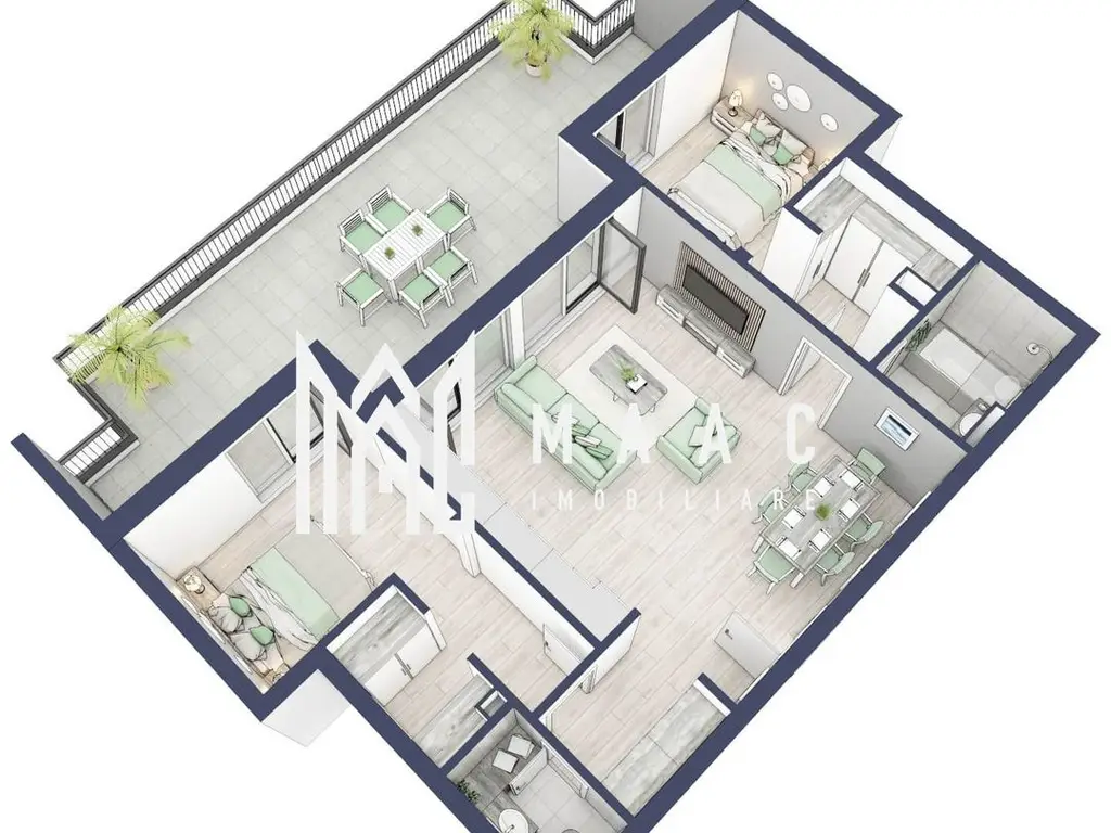 Penthouse 3 camere | Etaj 4 | Balcon 45.6 mp | Turnisor