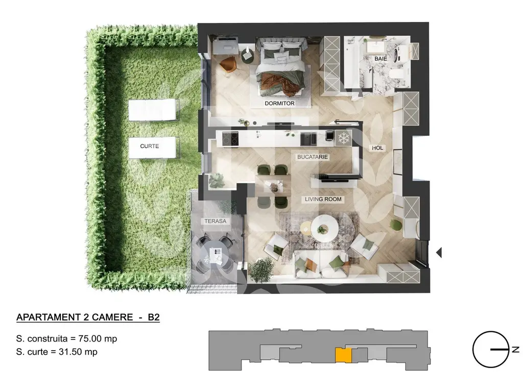 Apartament 2 camere | Pipera Plaza | Gradina privata | Bloc Finalizat