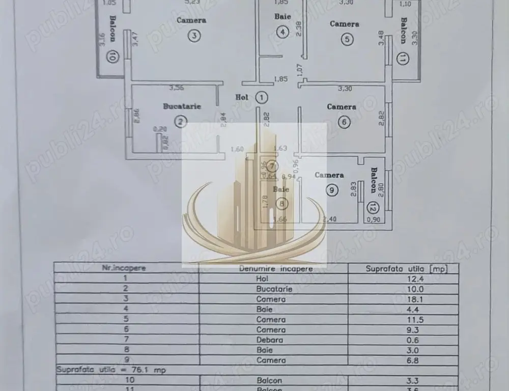 Apartament 4 camere, 76mp + 3 balcoane, zona Calea Aradului