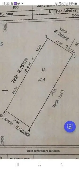 Teren intravilan 600mp, zona Kamsas