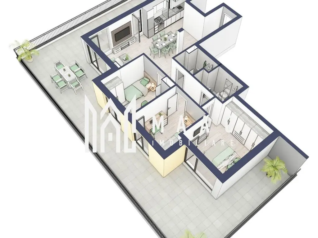 Penthouse 3 camere | Etaj 4 | Balcon 107.2 mp | Turnisor