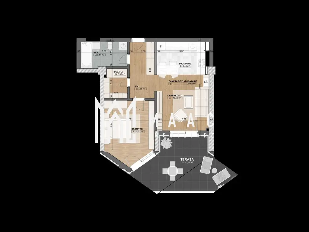 Apartament 2 camere de inchiriat | Selimbar, Sibiu | 77 mp, terasa, parcare