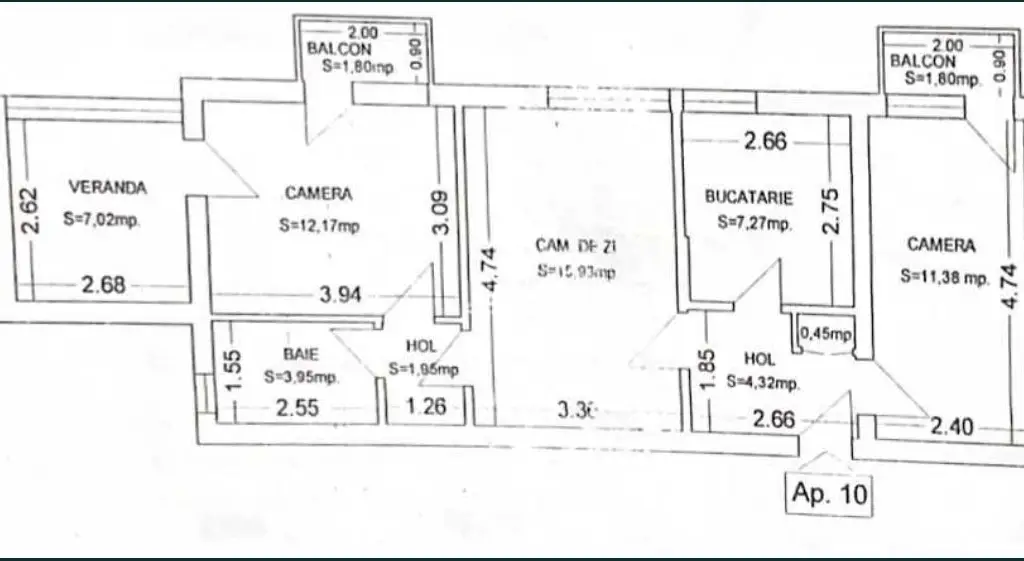 Vand ap 3 camere dressing generos