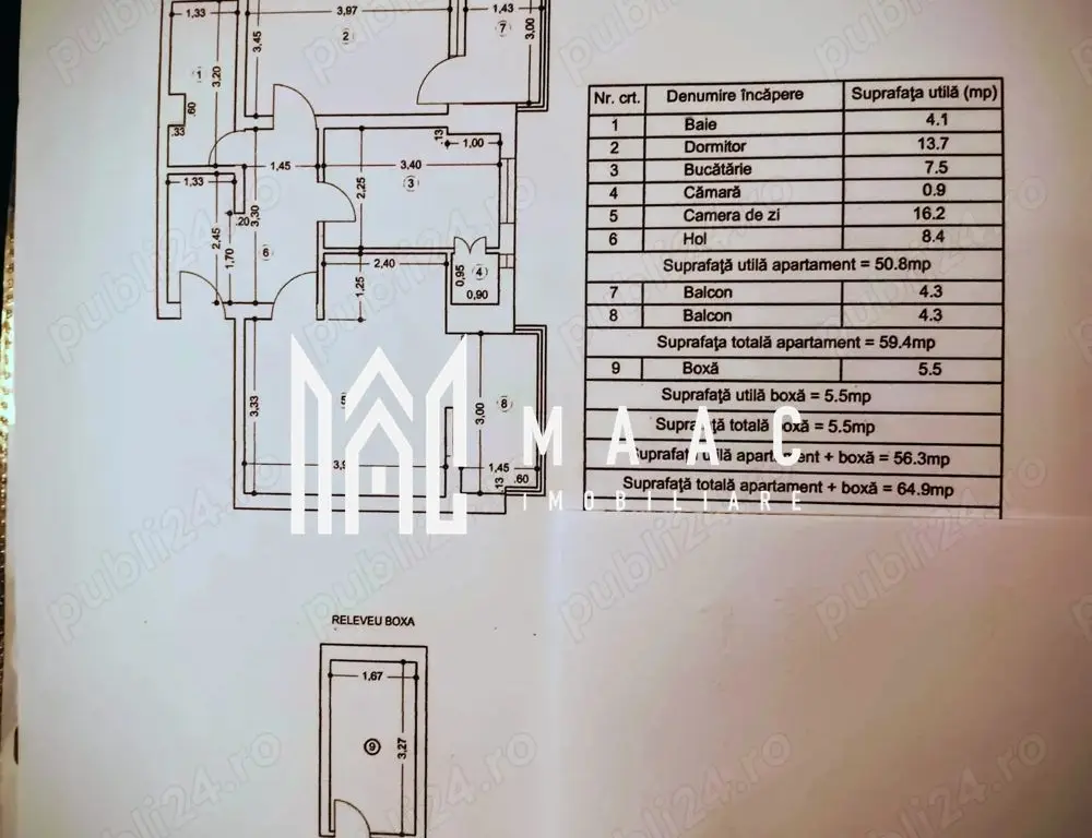 Apartament 2 camere de vânzare | Ultracentral, Vâlcea | 55 mp