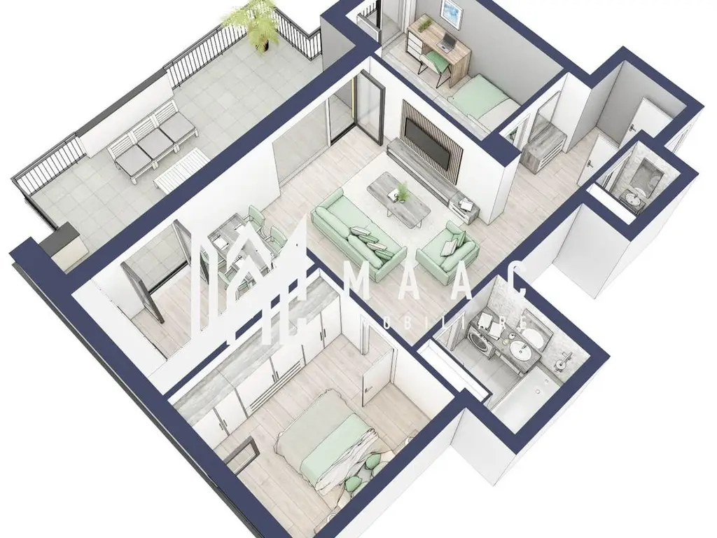 Apartament 3 camere | Balcon 27.3 mp | Etaj 3 | Turnisor