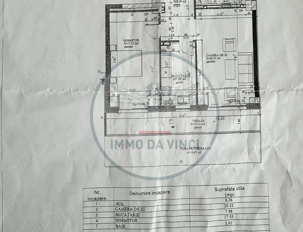 Vând Apartament 2 camere, 60 mp utili + terasă 30 mp