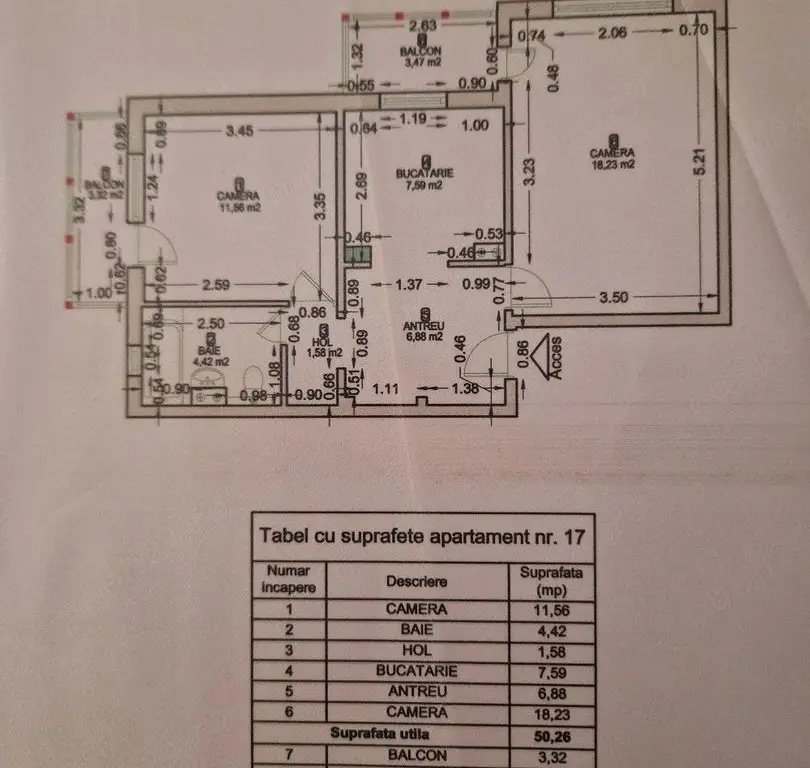 Apartament 2 camere decomandat -spatios ,balcon inchis, zona Sarelui