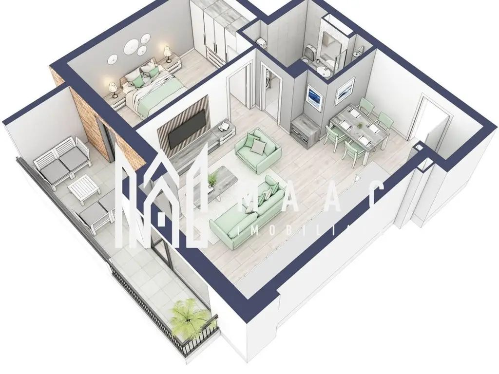 Apartament 2 camere | Etaj 1 | Balcon 9.5 mp | Turnisor