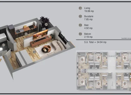 Garsoniera in zona Militari Residence finalizare aprilie 2026