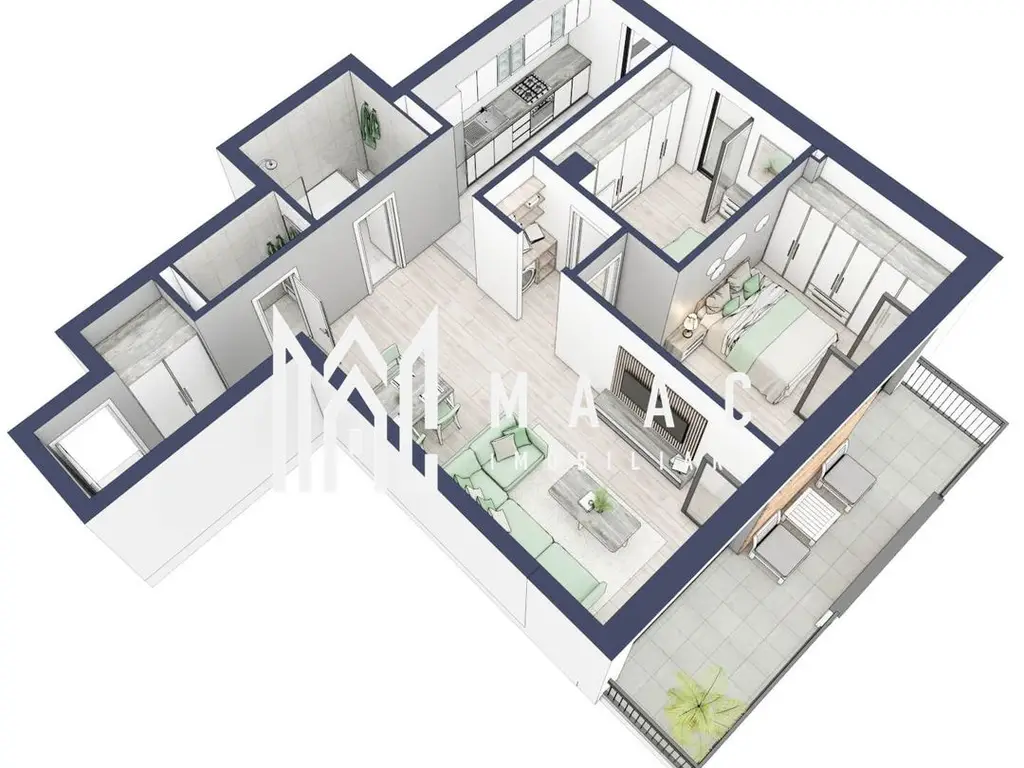 Apartament 3 camere | Balcoane 15.1 mp | Etaj 1 | Turnisor