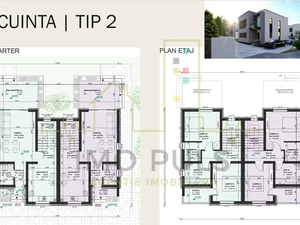 Duplex. Zid dublu despartior. Incalzire in pardoseala.